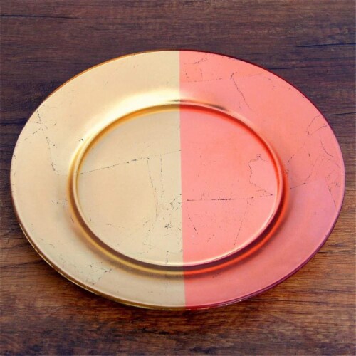 Red Pomegranate 4985-5 Gilt Edge Dinner Plates, Silver & Rose - Set of 4 Perspective: front