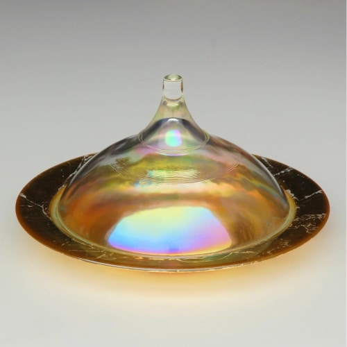 Red Pomegranate 6002-3 9 in. Rabat Covered Dish, Gold & Pearl Perspective: front