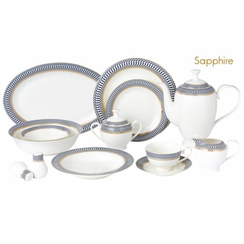 Lorenzo Import Sapphire 57 57 Piece Dinnerware Set Bone China Service for 8 People Sapphi 57 Harris Teeter