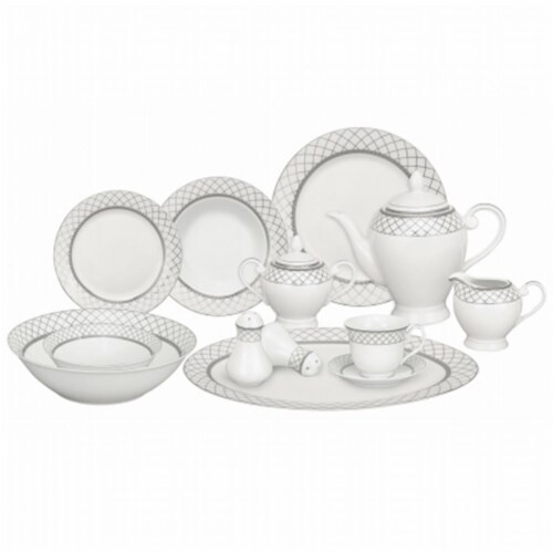 Lorenzo Import Verona 57 Piece Porcelain Dinnerware Set- Service for 8 by Lorren Home Trends Perspective: front