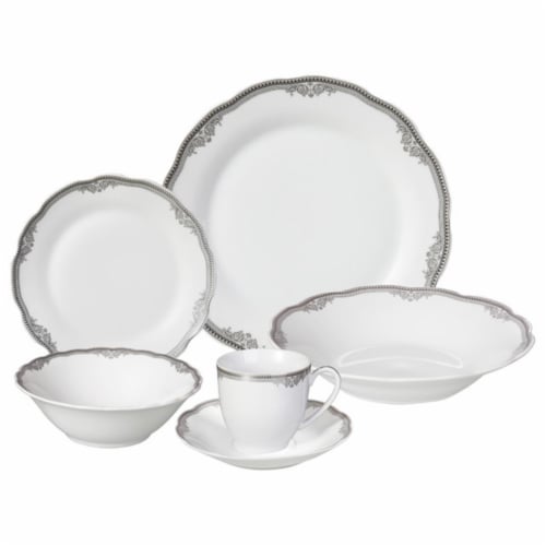 Porcelain Wavy Edge Dinnerware Set, 24 Piece Service for 4 by Lorren Home Trends: Elizabeth Perspective: front