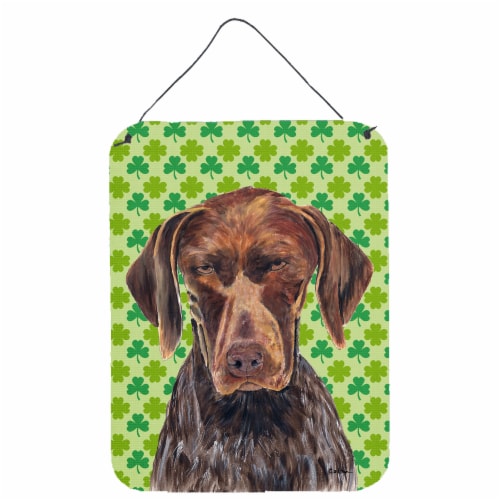 German Shorthaired Pointer St. Patrick's Day Shamrock Portrait Wall or Door Hang Perspective: front