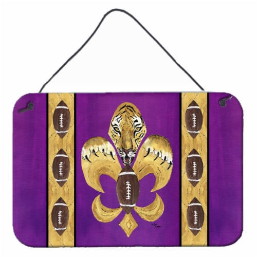 Carolines Treasures  8205DS812 Tiger Football Fleur de lis Wall or Door Hanging Perspective: front