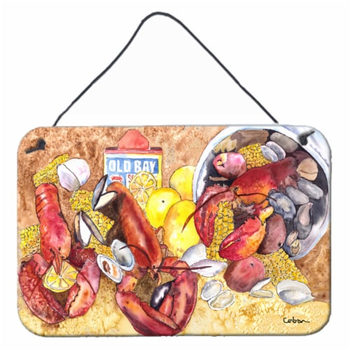 Carolines Treasures  8719DS812 Lobster with Old Bay Wall or Door Hanging Prints Perspective: front