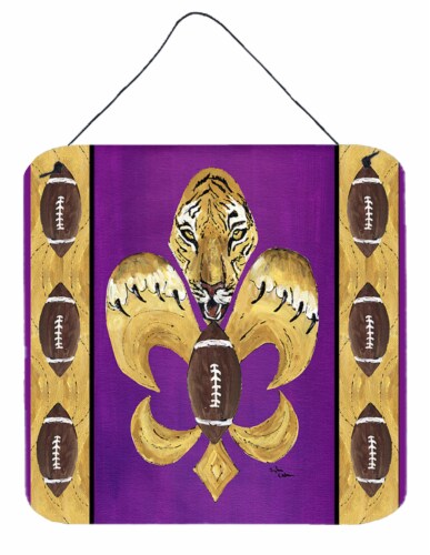 Carolines Treasures  8205DS66 Tiger Football Fleur de lis Wall or Door Hanging P Perspective: front