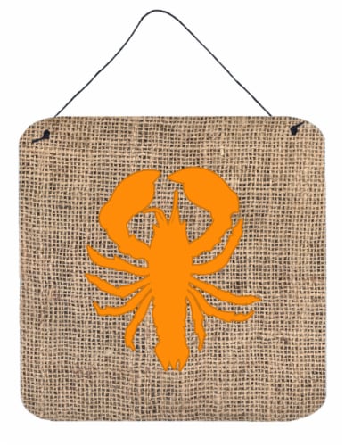 Lobster Burlap and Orange BB1015 Wall or Door Hanging Prints Perspective: front