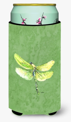 Carolines Treasures  8864TBC Dragonfly on Avacado Tall Boy Hugger Perspective: front