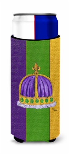 Carolines Treasures 8371MUK King's Crown Mardi Gras Ultra Hugger for slim cans Perspective: front
