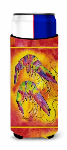 Carolines Treasures 8378MUK Bright Shrimp on Red Ultra Hugger for slim cans Perspective: front