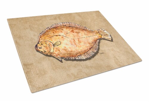 Carolines Treasures 8821LCB Flounder Glass Cutting Board Large Perspective: front
