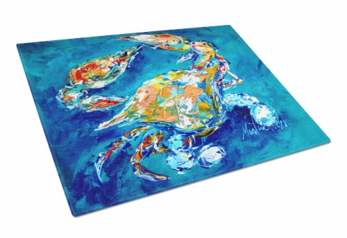 Carolines Treasures MW1153LCB By Chance Crab Glass Cutting Board Large Perspective: front