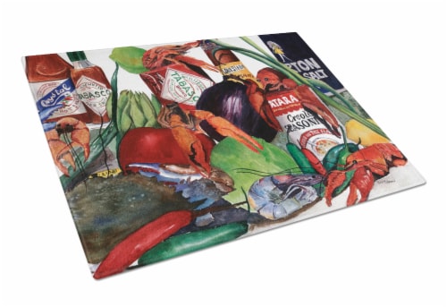 Carolines Treasures 8131LCB Louisiana Spices Glass Cutting Board Large Perspective: front