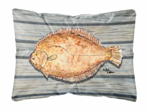 Carolines Treasures  8495PW1216 Fish Flounder Canvas Fabric Decorative Pillow Perspective: front