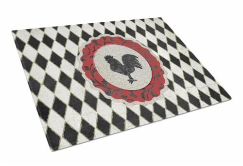 Carolines Treasures SB3086LCB Rooster Harlequin Black and white Glass Cutting B Perspective: front