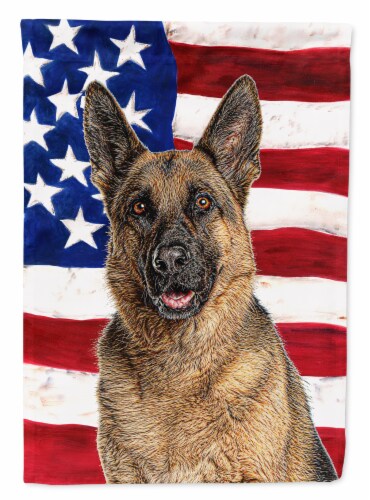 Carolines Treasures KJ1159GF USA American Flag with German Shepherd ...