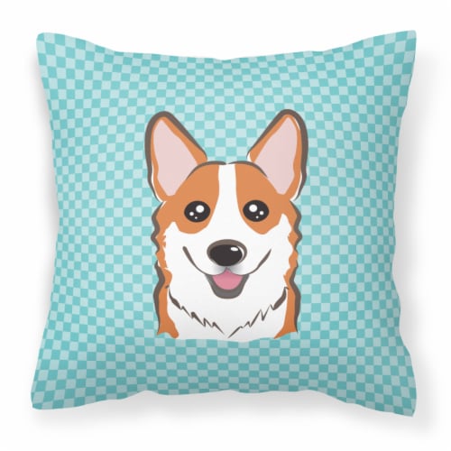 Carolines Treasures  BB1192PW1818 Checkerboard Blue Corgi Fabric Decorative Pill Perspective: front