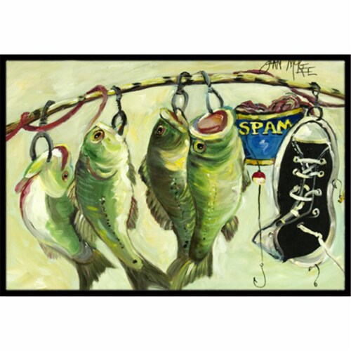 Carolines Treasures JMK1113JMAT Recession Food Fish caught with Spam Doormat 24 Perspective: front