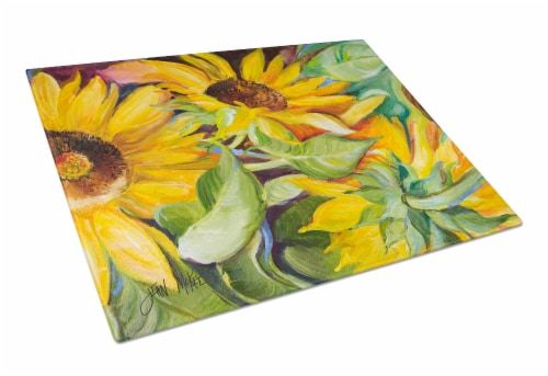 Carolines Treasures JMK1122LCB Sunflowers Glass Cutting Board Large Perspective: front