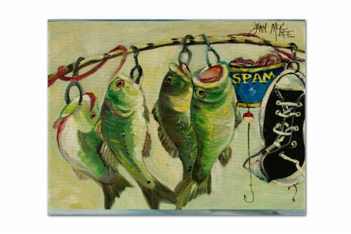 Carolines Treasures JMK1113PLMT Recession Food Fish caught with Spam Fabric Pla Perspective: front