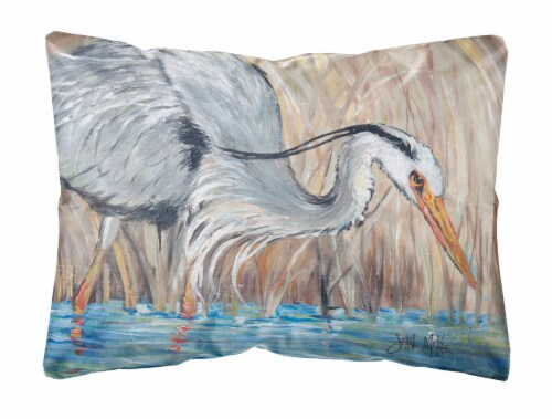 Carolines Treasures  JMK1013PW1216 Blue Heron in the reeds Canvas Fabric Decorat Perspective: front
