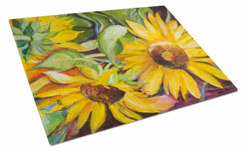 Carolines Treasures JMK1172LCB Sunflowers Glass Cutting Board Large Perspective: front