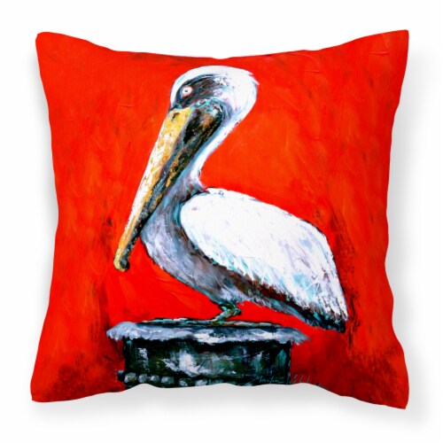 Carolines Treasures MW1133PW1414 Bird Pelican Red Dawn Fabric Decorative Pill 14Hx14W Jay C Food Stores
