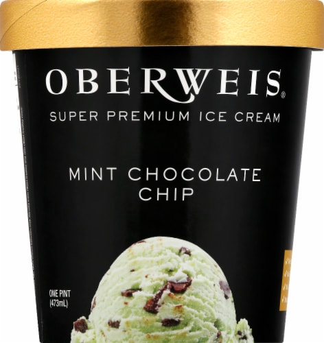 Oberweis® Mint Chocolate Chip Ice Cream Pint Perspective: front