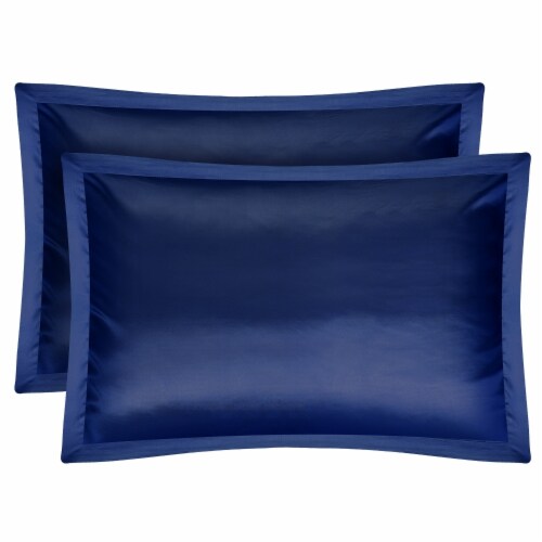 2 Pack Silky Satin Pillowcases Hypoallergenic Breathable Queen Size Multiple Colors Navy 2 pack Queen Gerbes Super Markets