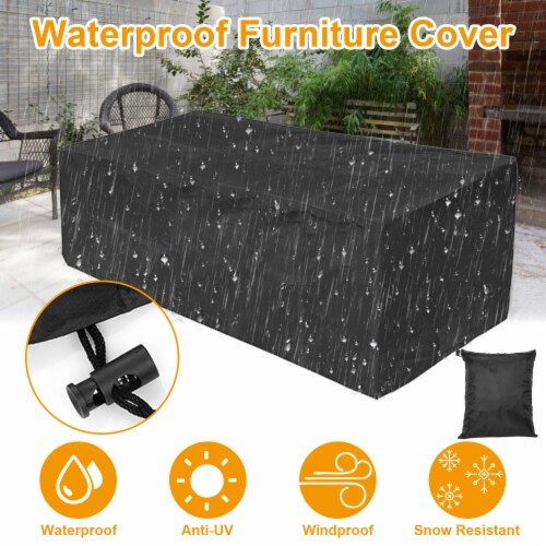 210D Waterproof Outdoor Furniture Cover Windproof Dustproof Patio Furniture Protector Oxford Perspective: front