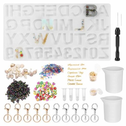 296pcs Silicone Resin Molds Full Kit DIY Casting Alphabet Jewelry