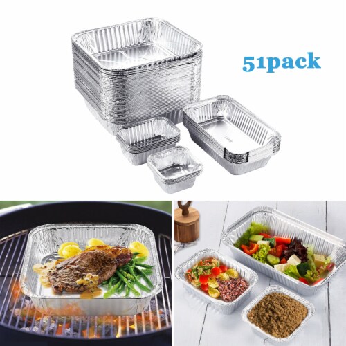IMAGE 51 Packs Aluminum Loaf Pans Disposable Premium Heavy-Duty Tin Foil 4 Sizes Perspective: front
