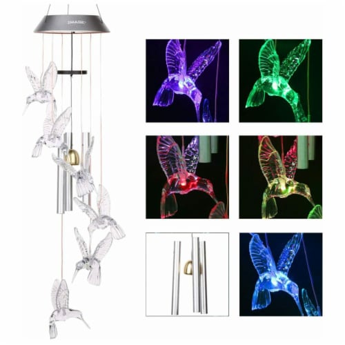 Solar Hummingbird Wind Chimes, Color Changing Solar Wind Chime Outdoor  Waterproof Hummingbird LED Solar Lights, for Home/Yard/Night/Garden