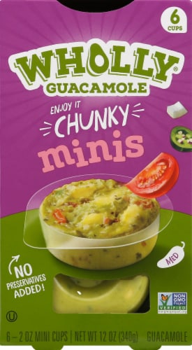 WHOLLY Avocado Minis, Chunky, Kosher, Gluten Free, 12 oz Box of 6 Plastic  Cups