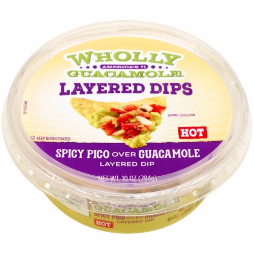 Wholly Guacamole Spicy Pico Over Guacamole Layered Dip Perspective: front