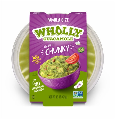 Wholly® Guacamole Family Size Chunky Medium Guacamole Perspective: front