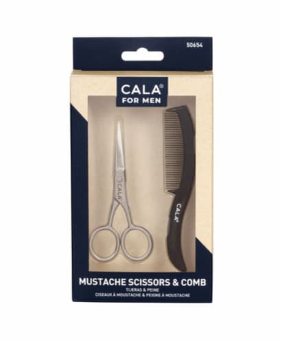 Cala® For Men Mustache Scissors & Comb Perspective: front
