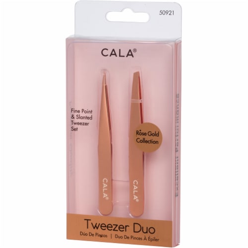 CALA® Slant+Point Tweezer Duo - Rose Gold Perspective: front