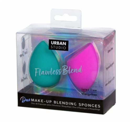 Urban Studio Flawless Blend Makeup Blending Sponges - Pink/Teal Perspective: front