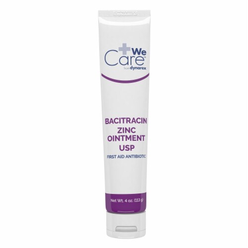 WeCare First Aid Antibiotic Bacitracin Zinc 4 oz. Tube Ointment Perspective: front