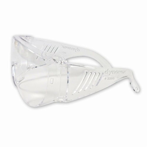 Dynarex Safety Glasses, Protective Impact Eyewear, Fits Over Most Eyeglasses - Clear Lenses Perspective: front