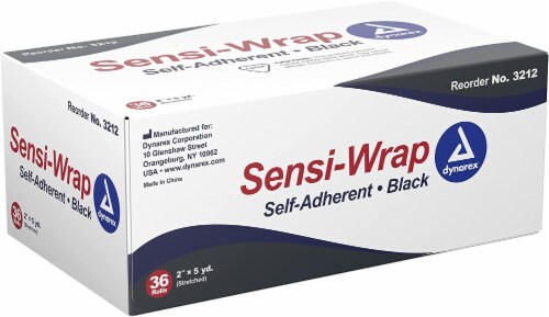 Sensi-Wrap Self-Adherent Compression Bandage Rolls, Tattoo Medical, 2  X 5 Yds, Black, Qty36 Perspective: front