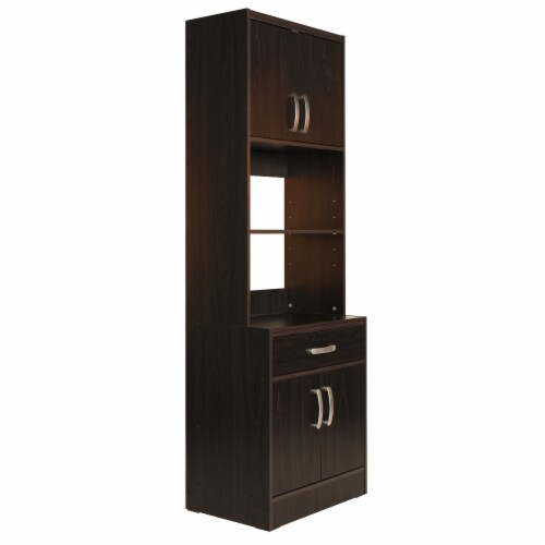 Better Home Products Shelby Tall Wooden Kitchen Pantry in Tobacco Perspective: front