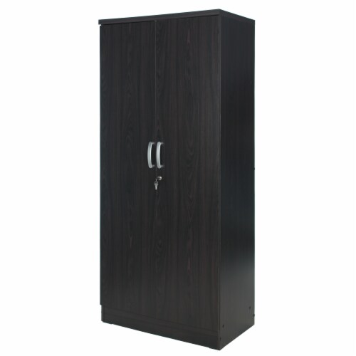 Better Home Products Harmony Wood Two Door Armoire Wardrobe Cabinet in Tobacco Perspective: front