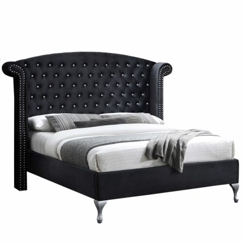 Better Home Products Cleopatra Crystal Tufted Velvet Platform
