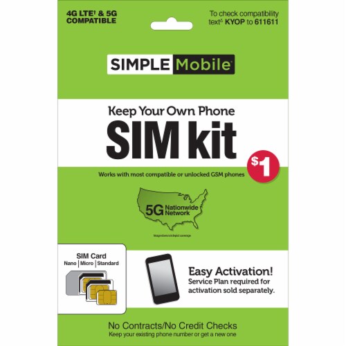 Simple Mobile Keep Your Own Smartphone Sim Kit Perspective: front