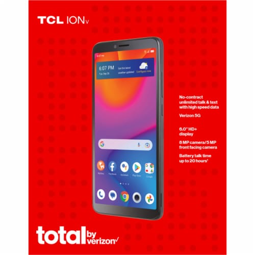 Total by Verizon TCL ION V 32GB Prepaid Smartphone - Black Perspective: front