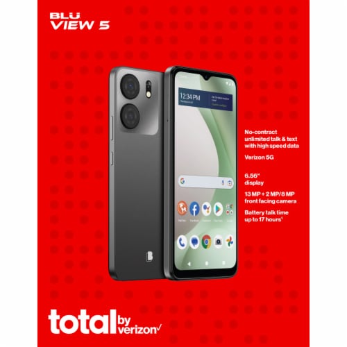 Total by Verizon Blu View 5 64GB Prepaid Smartphone - Black Perspective: front
