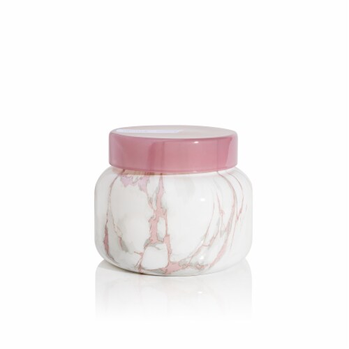 Capri Blue Modern Marble Jar - Aloha Orchid Perspective: front