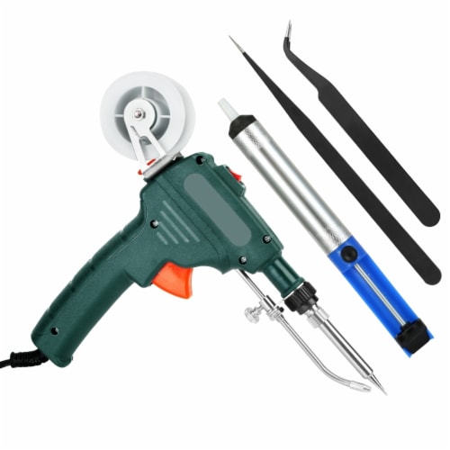 Soldering Iron Gun Kit 5 In 1 60W Automatic Green Desoldering Pump Tweezers Yes King Soopers