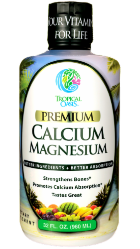 Tropical Oasis Premium Calcium Magnesium Dietary Supplement Perspective: front